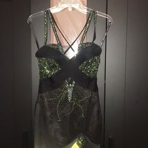 Formal Dress Women Juniors Size 3 - Black Lime Green Sequins Homecoming Prom